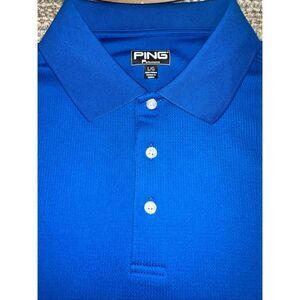 Ping Men's Performance Dynamics Golf Polo Shirt Blue solid L Large Short Sleeve